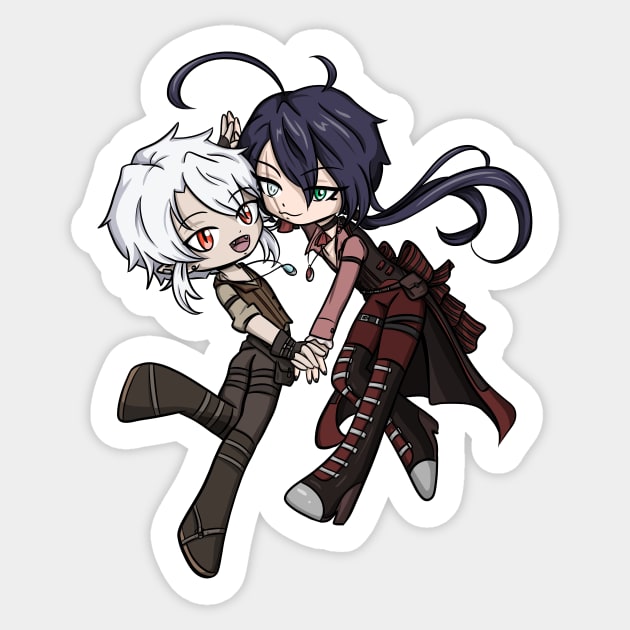 Legacy - Travis and Chiyohiko chibis Sticker by smileycat55555